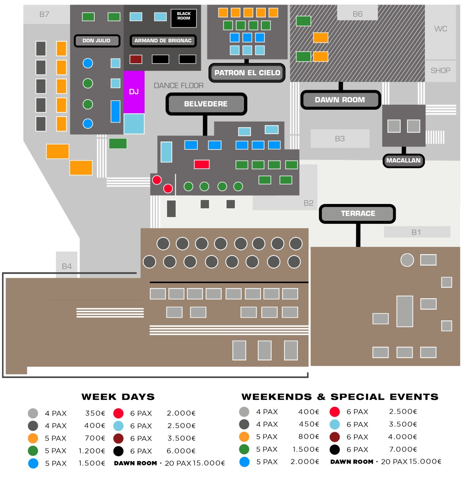 opium barcelona mesas vip